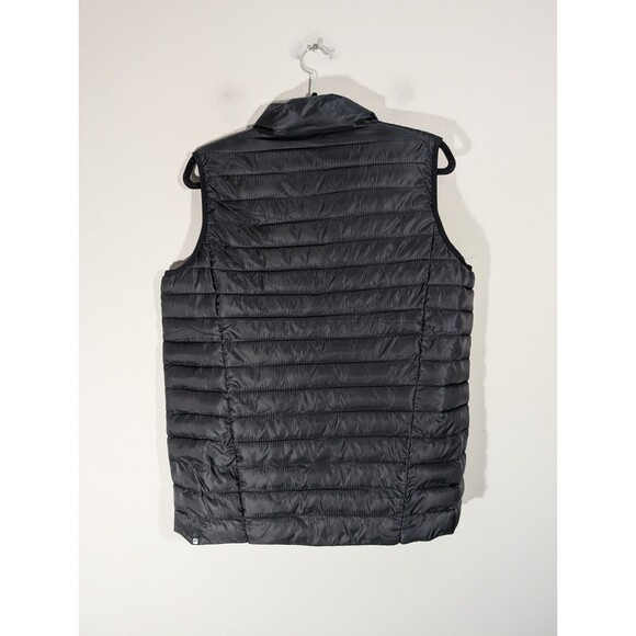 Fabletics Womens Black Gray Colorblock Zip Up Puffer Vest Sz L Y2K Outerwear - Picture 2 of 8